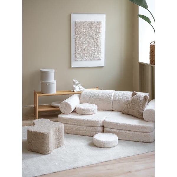 Kreminės spalvos iš boucle vaikiška sofa 132 cm Settee – Wigiwama-image-4