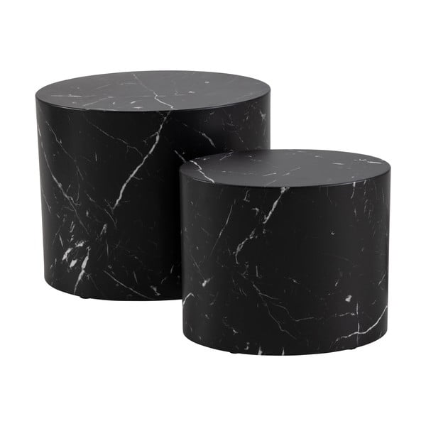 2 juodi marmuriniai kavos staliukai 48x33 cm Mice - Actona