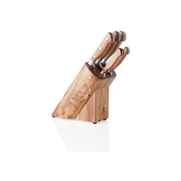5 peilių rinkinys ir peilių blokas iš akacijos medienos Brandani Cut