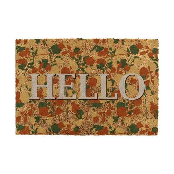 Iš kokoso pluošto grindų kilimėlis 40x60 cm Hello Floral – Artsy Doormats