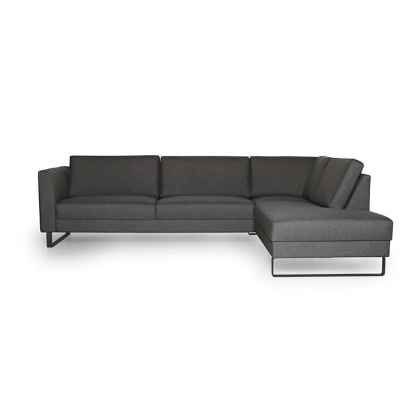 Antracito pilkos spalvos sofa su šezlongu dešinėje pusėje "Scandic Geneve