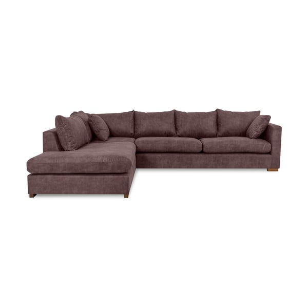 Iš dirbtinės odos kampinė sofa tamsiai rudos spalvos (su kairiuoju kampu) Hamburg – Scandic
