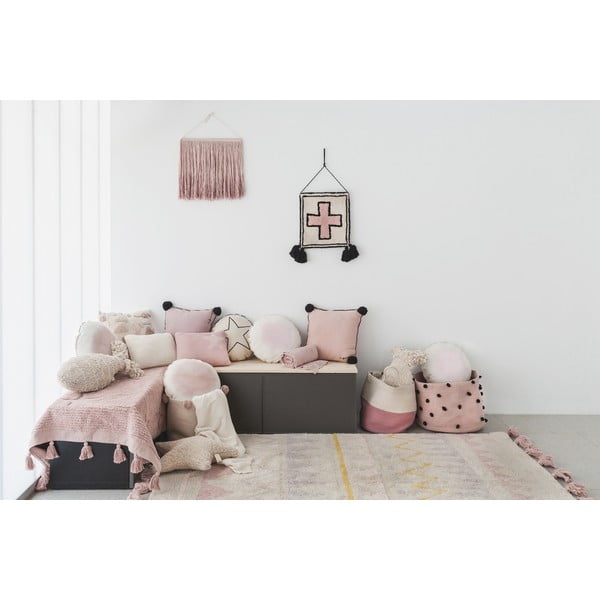 Skalbiamas/rankų darbo iš medvilnės vaikiškas kilimas rožinės spalvos/kreminės spalvos 140x200 cm Azteca Vintage Nude – Lorena Canals-image-1