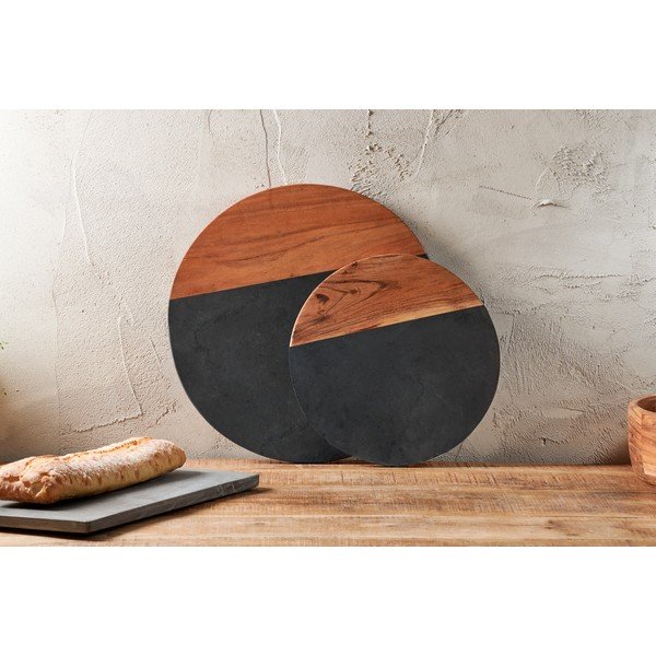 Grifelinė pjaustymo lenta su akacijos mediena Nkuku Fala, ø 40 cm-image-3