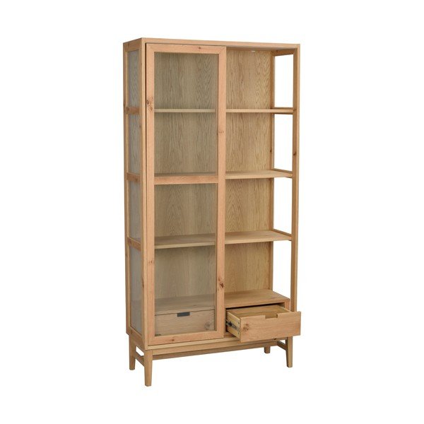 Vitrina natūralios spalvos iš ąžuolo su stumdomomis durimis 100x203 cm Hazelton – Rowico-image-2