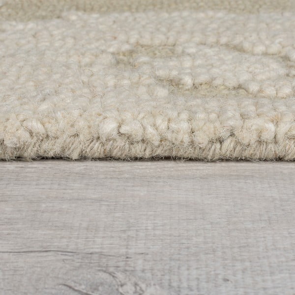 Rankų darbo smėlio spalvos iš vilnos kilimas 120x170 cm Dion Ikat – Flair Rugs-image-4