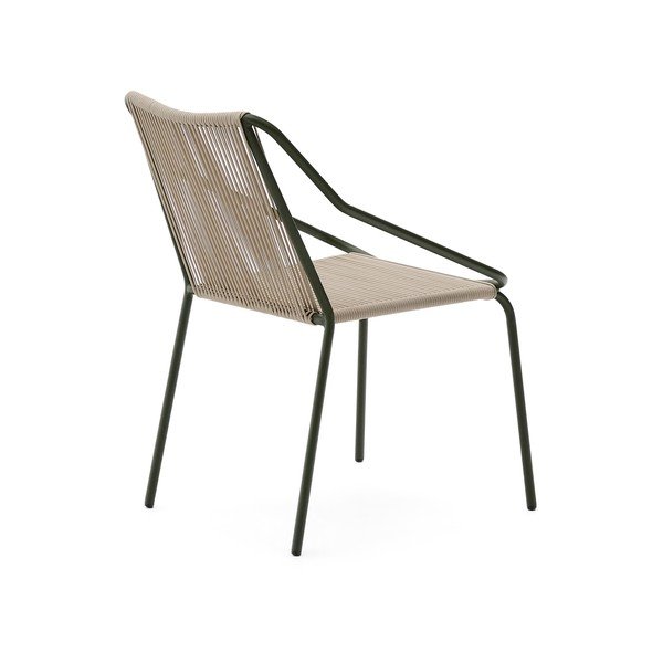 Tamsiai žalios spalvos/smėlio spalvos metalinė sodo kėdė Zivia – Kave Home-image-4