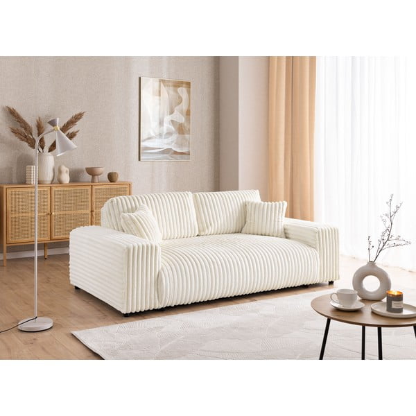 Kreminės spalvos iš kordinio velveto sofa 213 cm Justin – Ropez-image-4