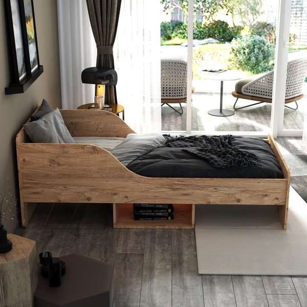 Viengulė lova natūralios spalvos su sandėliavimo vieta 90x190 cm Evren – Kalune Design-image-2