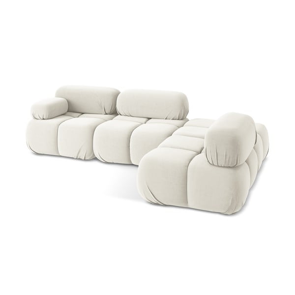 Baltos spalvos iš velveto modulinė kampinė sofa (su dešiniuoju kampu) Lokua – Makamii-image-4