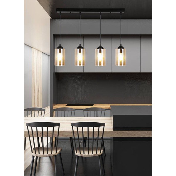 Juodas pakabinamas šviestuvas su stikliniu gaubtu 10x65 cm Bistro - Candellux Lighting-image-2