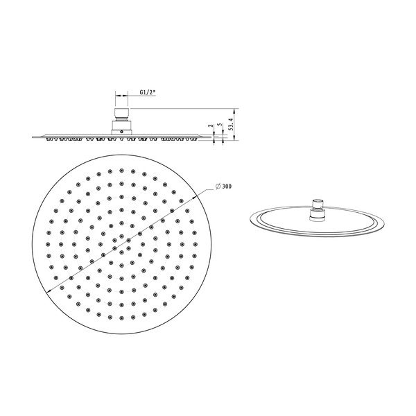 Iš nerūdijančio plieno viršutinis dušas matinės juodos spalvos ø 30 cm Slim – Sapho-image-1