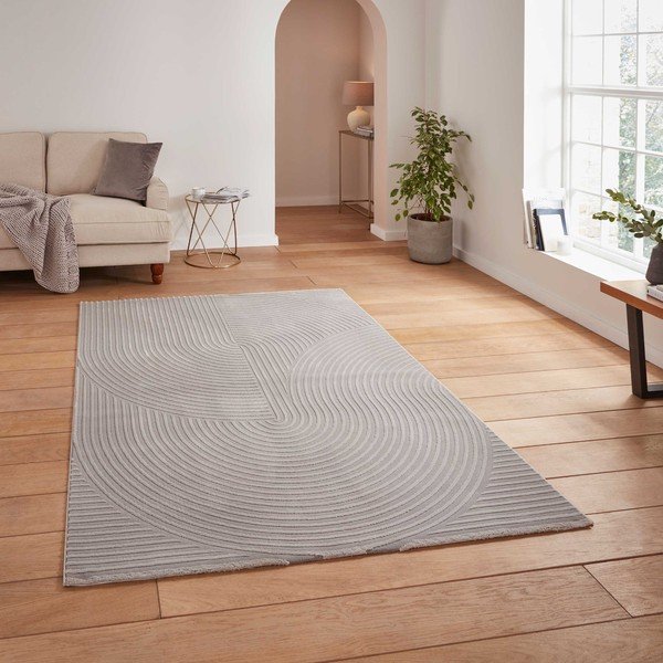 Skalbiamas iš perdirbto pluošto kilimas šviesiai pilkos spalvos 120x170 cm Flores – Think Rugs-image-1