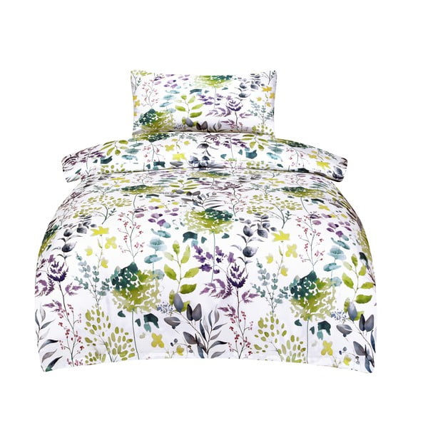 Baltos spalvos iš satino medvilnės viengulė patalynė 140x200 cm Savoy – My House