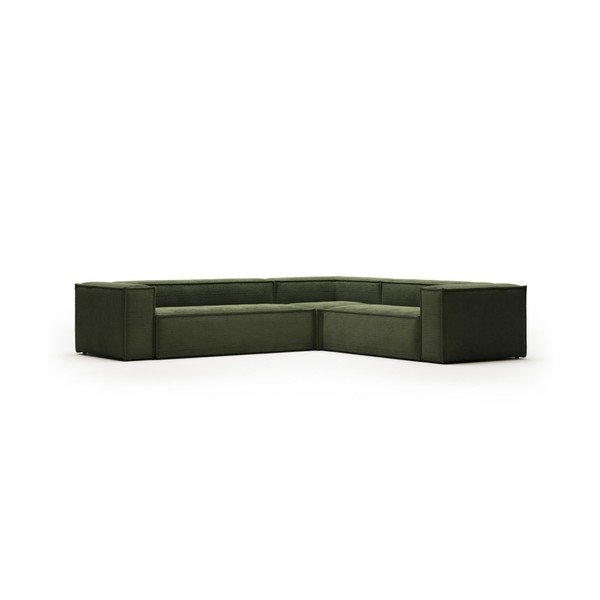 Žalios spalvos iš kordinio velveto kampinė sofa Blok – Kave Home