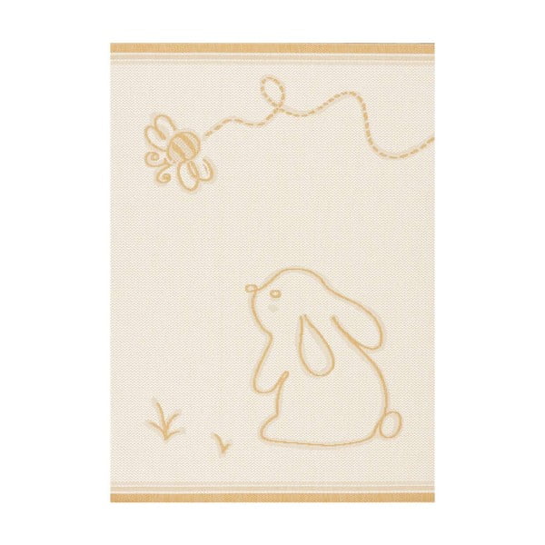 Geltonos ir smėlio spalvos antialerginis vaikiškas kilimas 230x160 cm Rabbit and Bee - Yellow Tipi