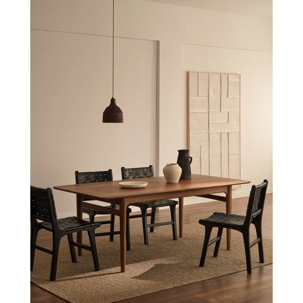 Juodos spalvos kabantis šviestuvas ø 15 cm su mediniu gaubtu Amire – Kave Home-image-1