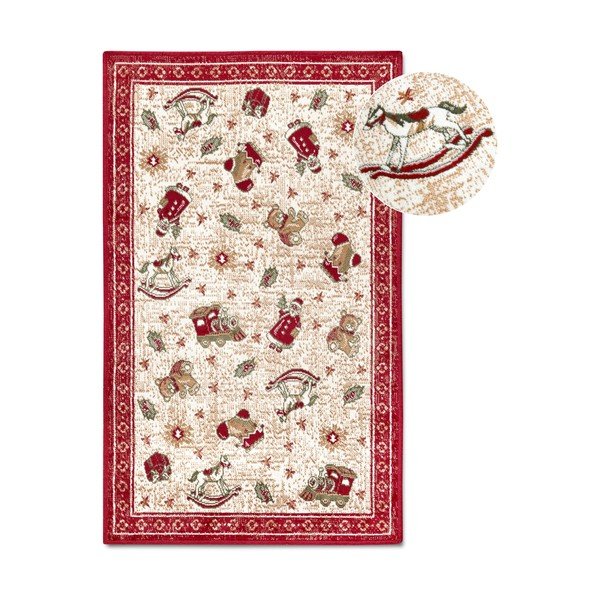 Iš medvilnės mišinio kilimas raudonos spalvos su Kalėdų motyvu 50x80 cm Toy's Delight Red Christmas – Villeroy&Boch