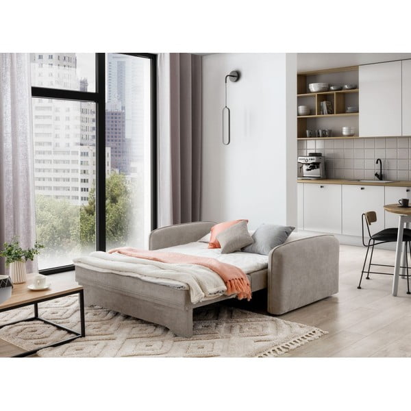 Smėlio spalvos iš šenilinio audinio sulankstoma/su sandėliavimo vieta sofa 155 cm Laine – ELTAP-image-4