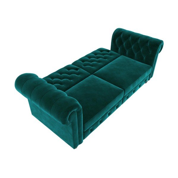 Žalia sofa-lova su aksominiu paviršiumi Støraa Felix-image-3