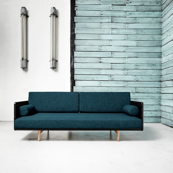 Sofa-lova "Karup Deva" juoda/žalio ąžuolo/tamsiai mėlyna