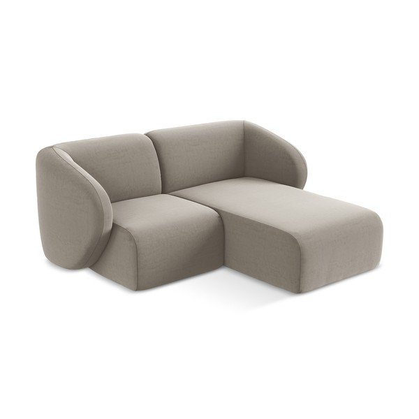 Šviesiai rudos spalvos kampinė sofa iš velveto (su dešiniuoju kampu/su gultu) Lani – Makamii-image-2