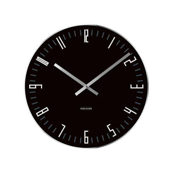 Juodos spalvos laikrodis "Present Time Slim Clock