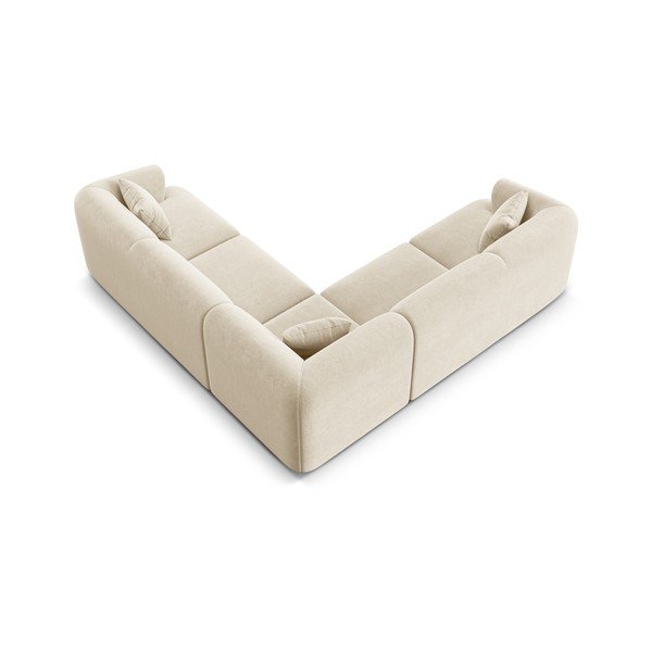 Smėlio spalvos kampinė sofa iš velveto Campi – Cosmopolitan Design-image-4