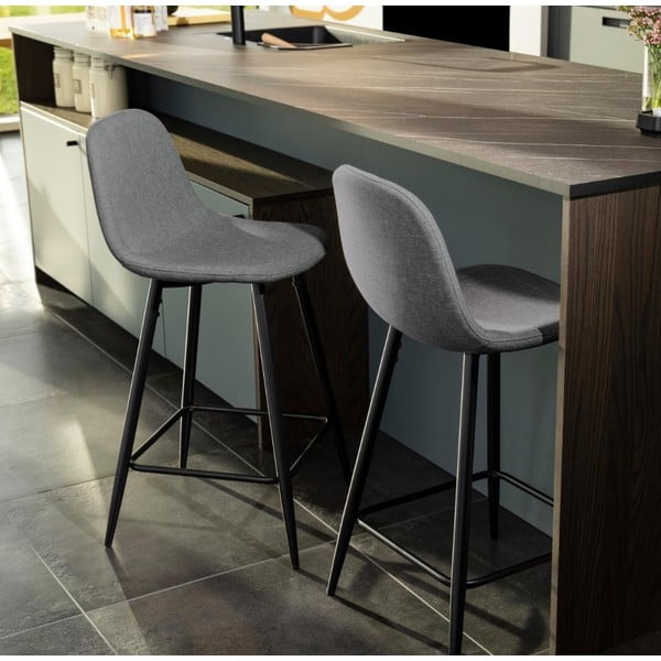 Šviesiai pilkos spalvos iš audinio baro taburėtės 2 vnt. (sėdynės aukštis 65 cm) Wilma – Actona-image-1