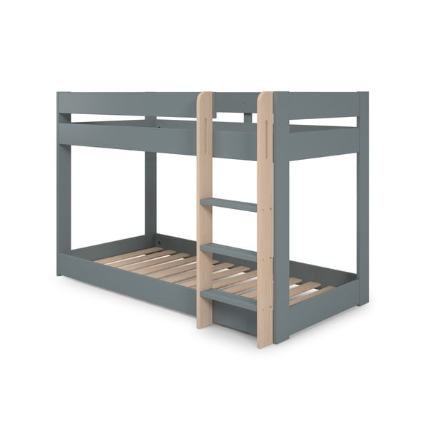 Pilkai žalios spalvos dviauktė vaikiška lova su lovos grotelėmis 90x190 cm Angel – Marckeric-image-2