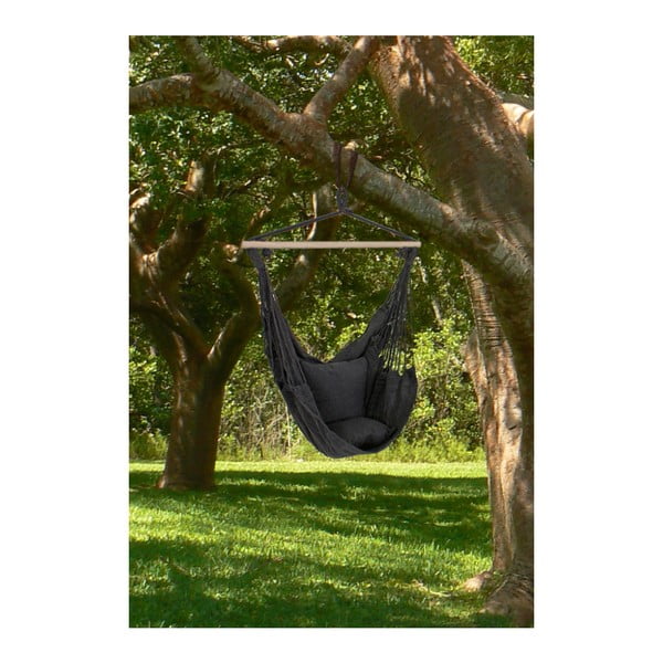Paminkštinto audinio sodo pakabinamas krėslas juodos spalvos Tobago – Garden Pleasure-image-2