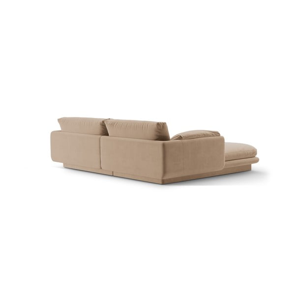 Iš velveto kampinė sofa smėlio spalvos (su dešiniuoju kampu/su gultu) Torino – Micadoni -image-3