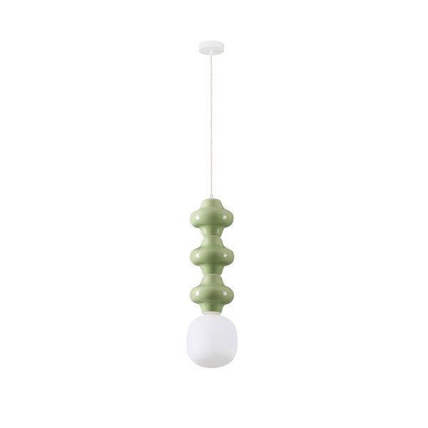 Baltos spalvos/šviesiai žalios spalvos iš keramikos kabantis šviestuvas ø 18 cm su stiklo gaubtu Clio – Nova Luce