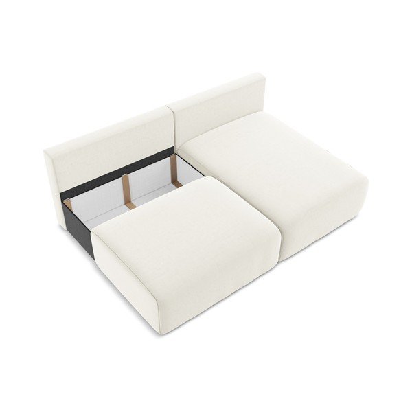 Kreminės spalvos sulankstoma/su sandėliavimo vieta kampinė sofa iš velveto (su dešiniuoju kampu/su gultu) Kalena – Makamii-image-4