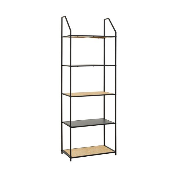 Juodos spalvos/natūralios spalvos iš metalo pastatoma lentyna 61x179x34 cm Depok – Premier Housewares