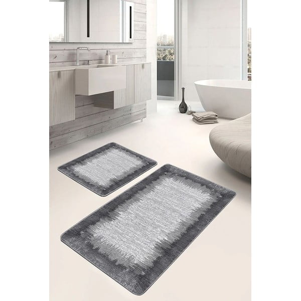 Vonios kilimėliai juodos spalvos/pilkos spalvos 2 vnt. 60x100 cm – Mila Home-image-3