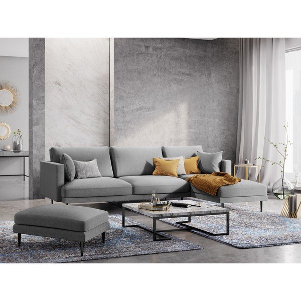 Šviesiai pilka kampinė sofa "Milo Casa Piero", dešinysis kampas-image-1