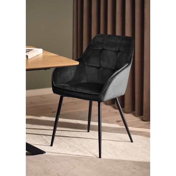 Pilkos spalvos iš audinio valgomojo kėdžių komplektas su porankiais 2 vnt. Nolan Square – Unique Furniture-image-1