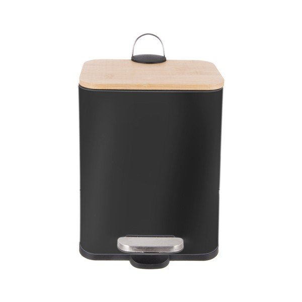Juodos spalvos iš nerūdijančio plieno šiukšliadėžė su pedalu 5 l Black – Orion-image-2