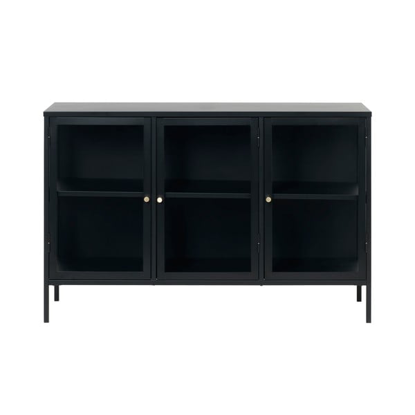 Iš metalo vitrina juodos spalvos 132x85 cm Carmel – Unique Furniture