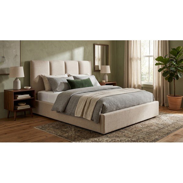 Smėlio spalvos dvigulė lova Mazzini Beds Juniper, 160 x 200 cm-image-1