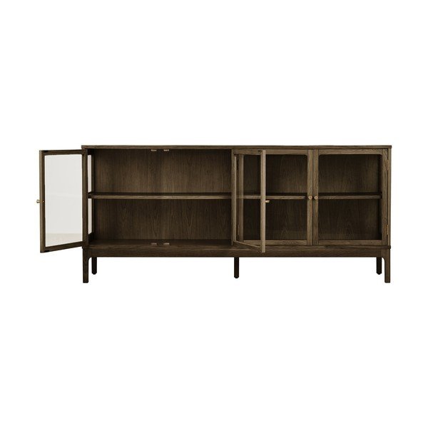 Tamsiai rudos spalvos vitrina iš ąžuolo 180x80x40 cm Zamora – House Nordic-image-4