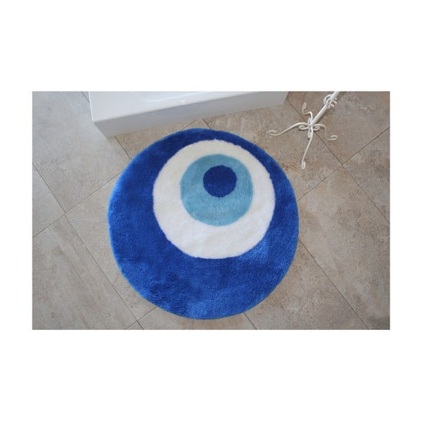 Apvalus mėlynas vonios kambario kilimas "Eye
