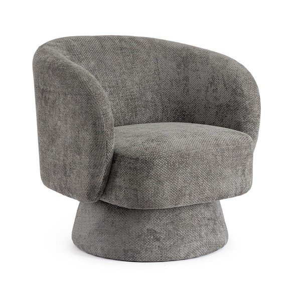 Tamsiai pilkos spalvos pasukamas krėslas iš šenilinio audinio Julienne – Bizzotto