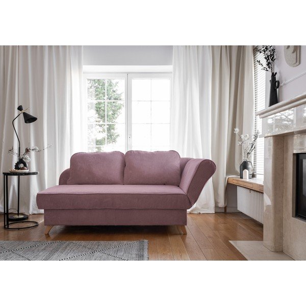 Pilkai rožinės spalvos iš kordinio velveto gultas (su dešiniuoju kampu) Chic Charlotte – Miuform-image-3