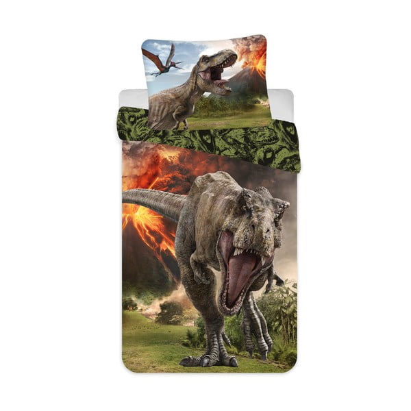 Iš medvilnės viengulė vaikiška patalynė 140x200 cm Jurassic World "Volcano" – Jerry Fabrics