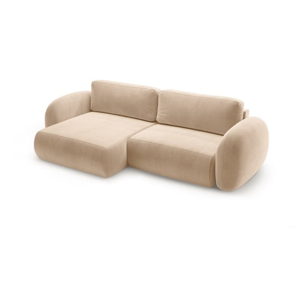 Smėlio spalvos iš velveto sulankstoma/su sandėliavimo vieta kampinė sofa Tonale – Cosmopolitan Design-image-2