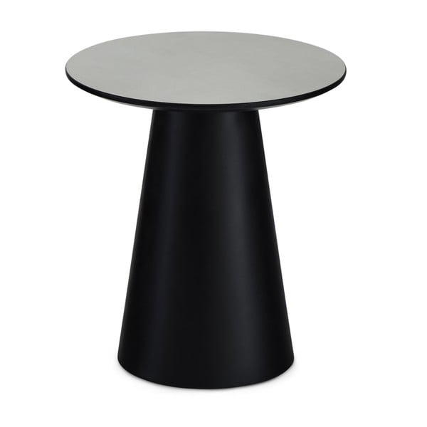 Kavos staliukas juodos spalvos/šviesiai pilkos spalvos su marmuro dekoro stalviršiu ø 45 cm Tango – Furnhouse