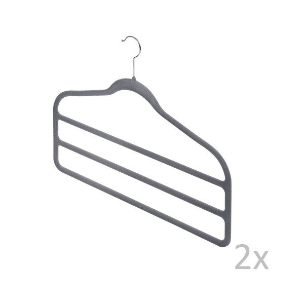 2 pilkų kelnių pakabų rinkinys Domopak Velvet-image-1