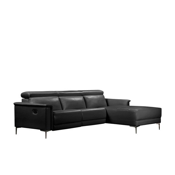 Iš dirbtinės odos kampinė sofa juodos spalvos (su dešiniuoju kampu) Lund – Støraa-image-2